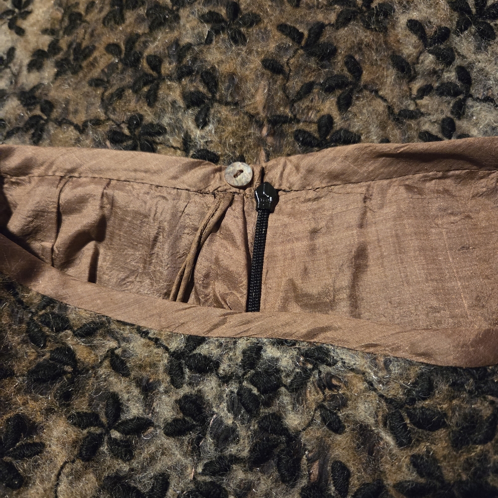 Marianne Kooimans Black and Brown Lace Silk Skirt Wool Embroidered Vintage Skirt - Picture 3 of 9